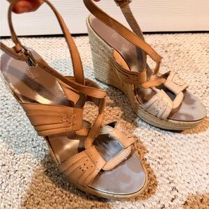 Vintage Michael Kors Nude Espadrille Wedge Sandals Ankle Strap-size 8
